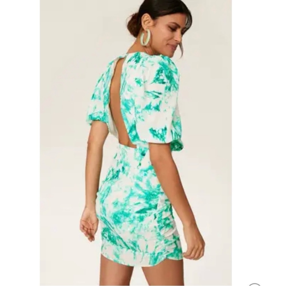 AFRM Rilo Tie Dye Mini Ruched Dress Size M - Picture 2 of 13